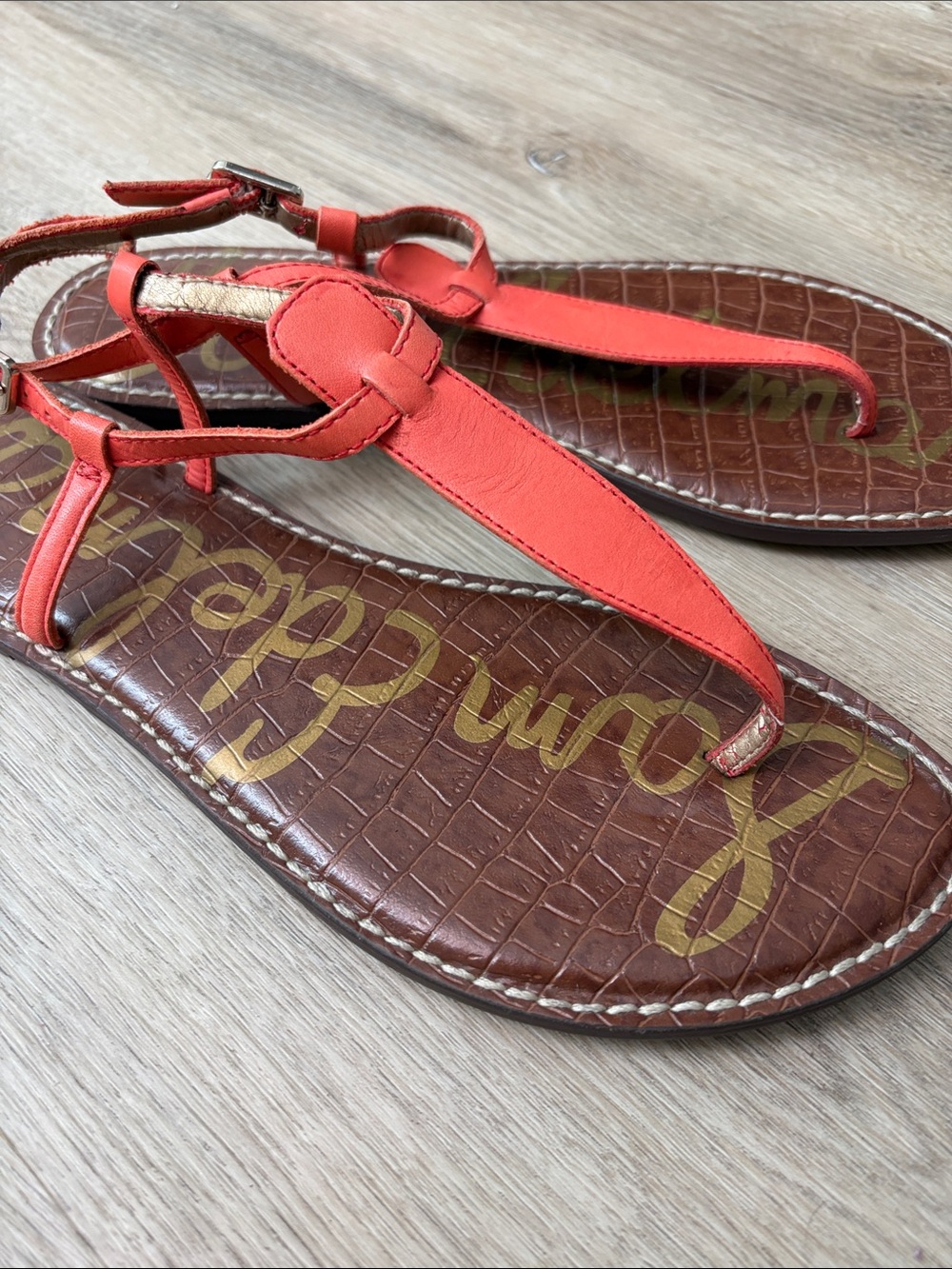 Sam Edelman Gigi Thong Sandal | Orange Sunrise Leather | Size 9.5 summer spring - Picture 2 of 7